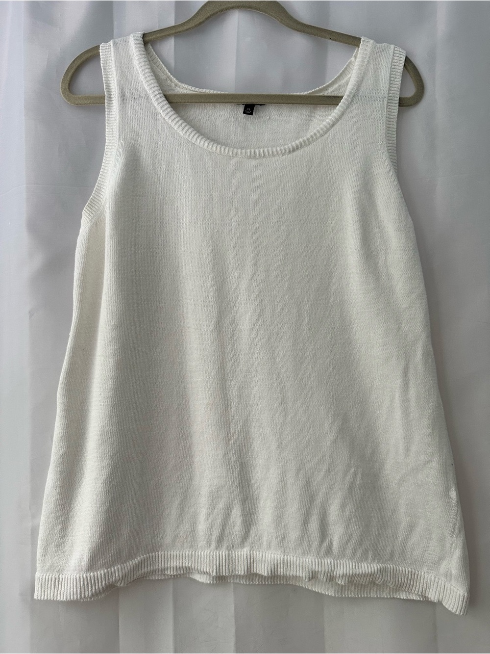 Talbots White Knit Scoop Neck Sleeveless Sweater Tank Linen Blend Coastal Layer